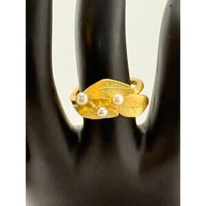 Michael Michaud Laurel and Pearls Adjustable Ring